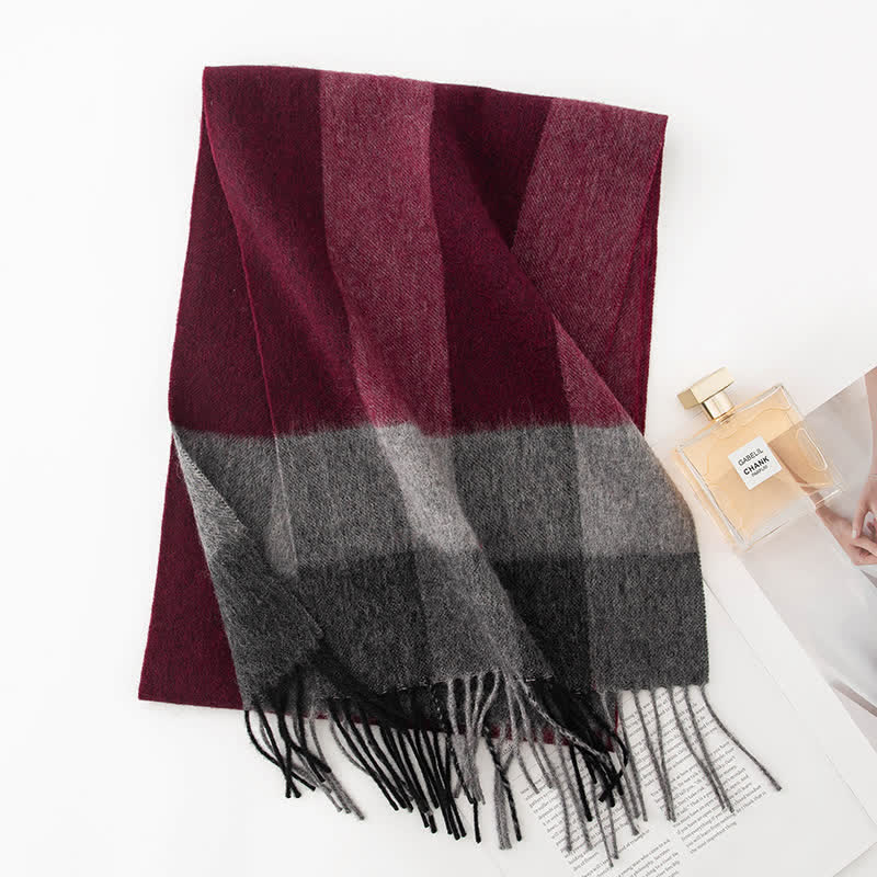 Sciarpa unisex in cashmere a quadri con blocchi di colore