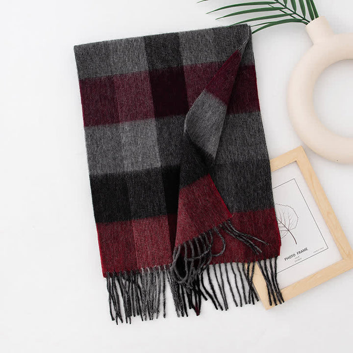 Sciarpa unisex in cashmere a quadri con blocchi di colore