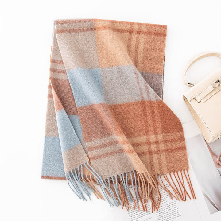 Sciarpa unisex in cashmere a quadri con blocchi di colore