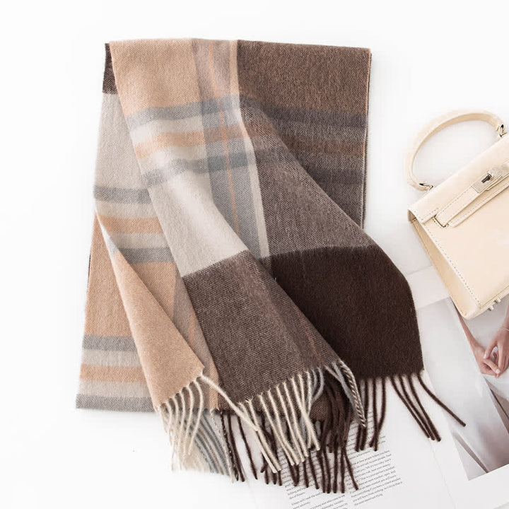 Sciarpa unisex in cashmere a quadri con blocchi di colore