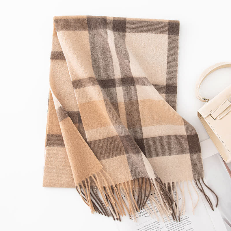 Sciarpa unisex in cashmere a quadri con blocchi di colore