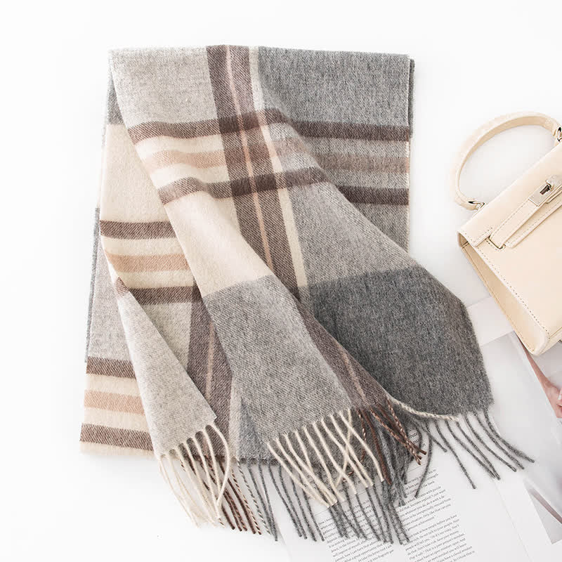 Sciarpa unisex in cashmere a quadri con blocchi di colore