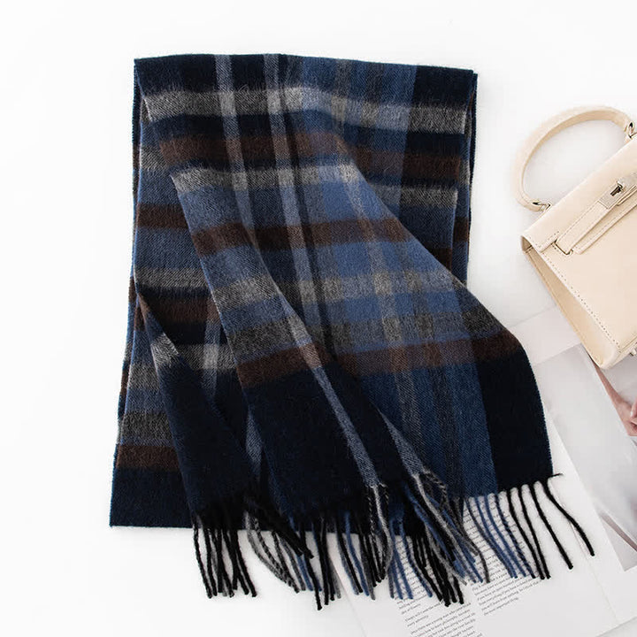 Sciarpa unisex in cashmere a quadri con blocchi di colore