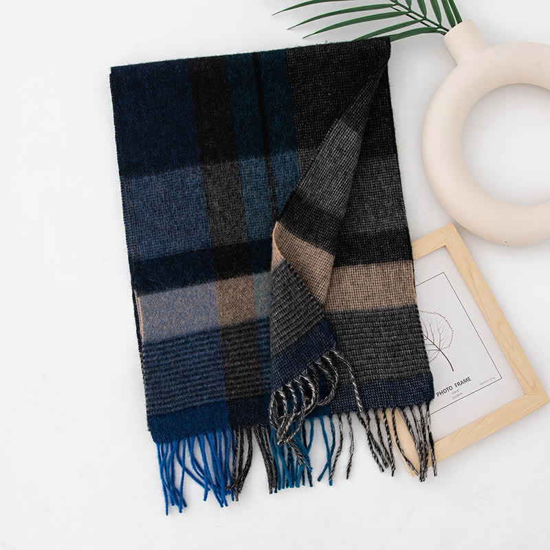 Sciarpa unisex in cashmere a quadri con blocchi di colore