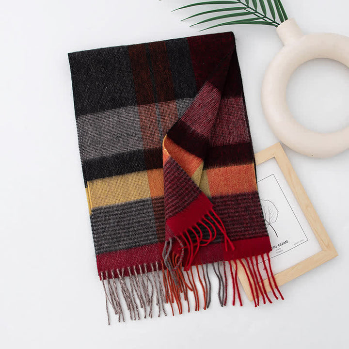 Sciarpa unisex in cashmere a quadri con blocchi di colore