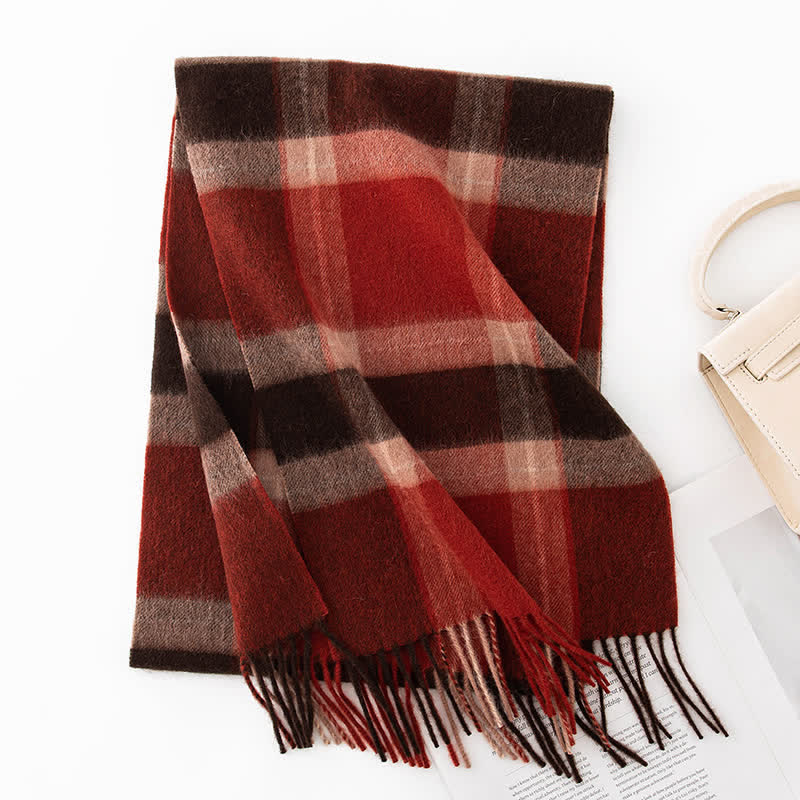 Sciarpa unisex in cashmere a quadri con blocchi di colore
