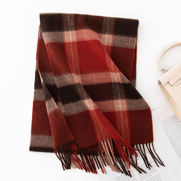 Sciarpa unisex in cashmere a quadri con blocchi di colore