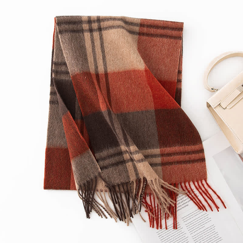 Sciarpa unisex in cashmere a quadri con blocchi di colore