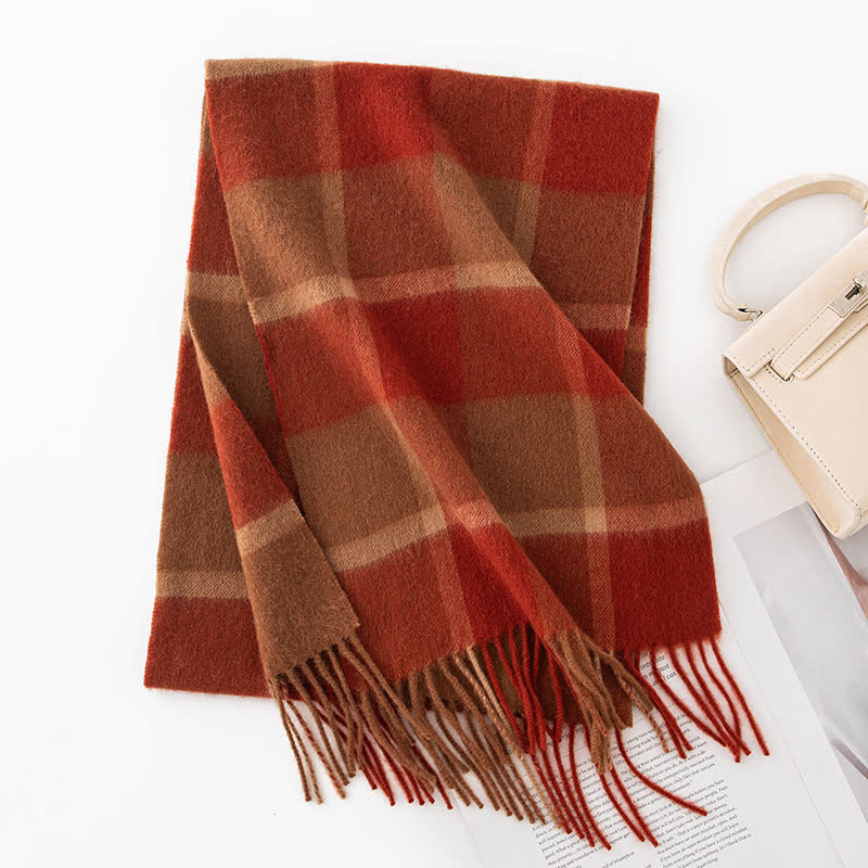 Sciarpa unisex in cashmere a quadri con blocchi di colore