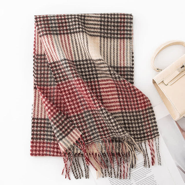 Sciarpa unisex in cashmere a quadri con blocchi di colore