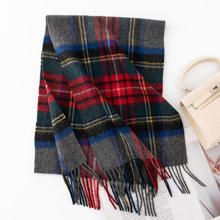 Sciarpa unisex in cashmere a quadri con blocchi di colore