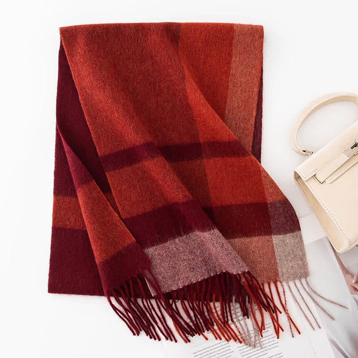 Sciarpa unisex in cashmere a quadri con blocchi di colore