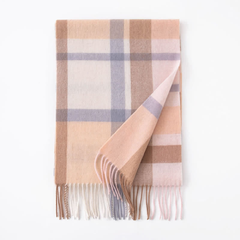 Sciarpa unisex in cashmere a quadri con blocchi di colore