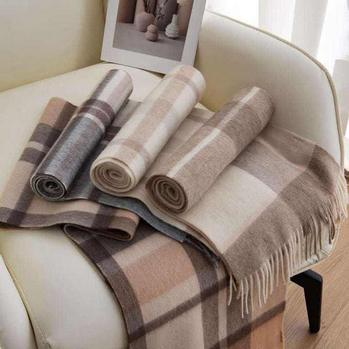 Sciarpa unisex in cashmere a quadri con blocchi di colore