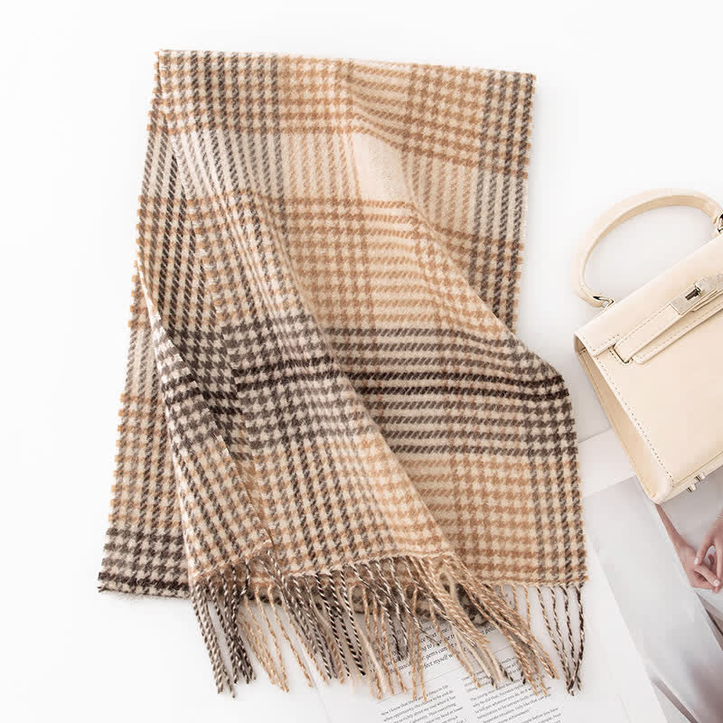 Sciarpa unisex in cashmere a quadri con blocchi di colore