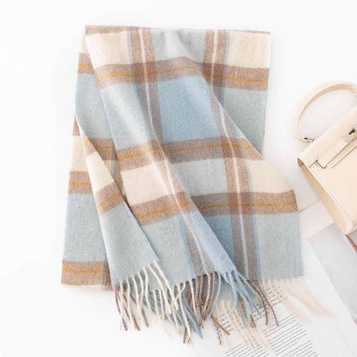 Sciarpa unisex in cashmere a quadri con blocchi di colore