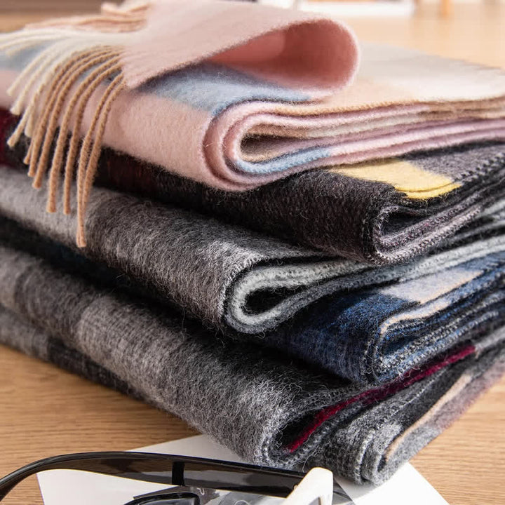 Sciarpa unisex in cashmere con disegno color-block