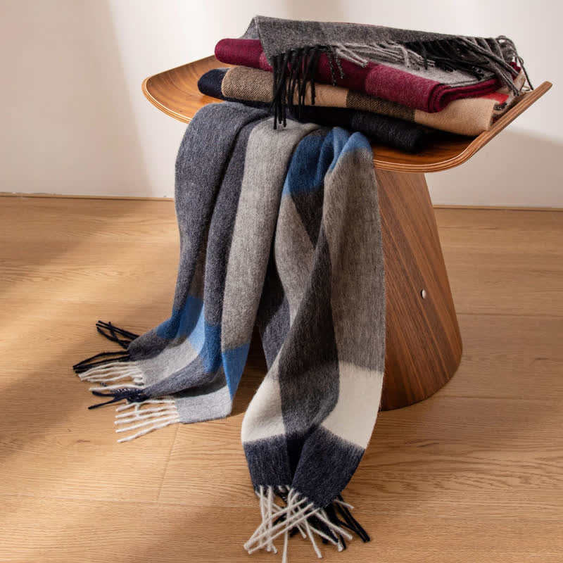 Sciarpa unisex in cashmere con disegno color-block