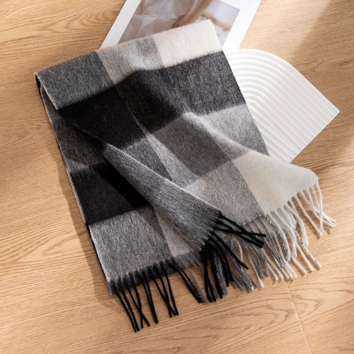 Sciarpa unisex in cashmere con disegno color-block