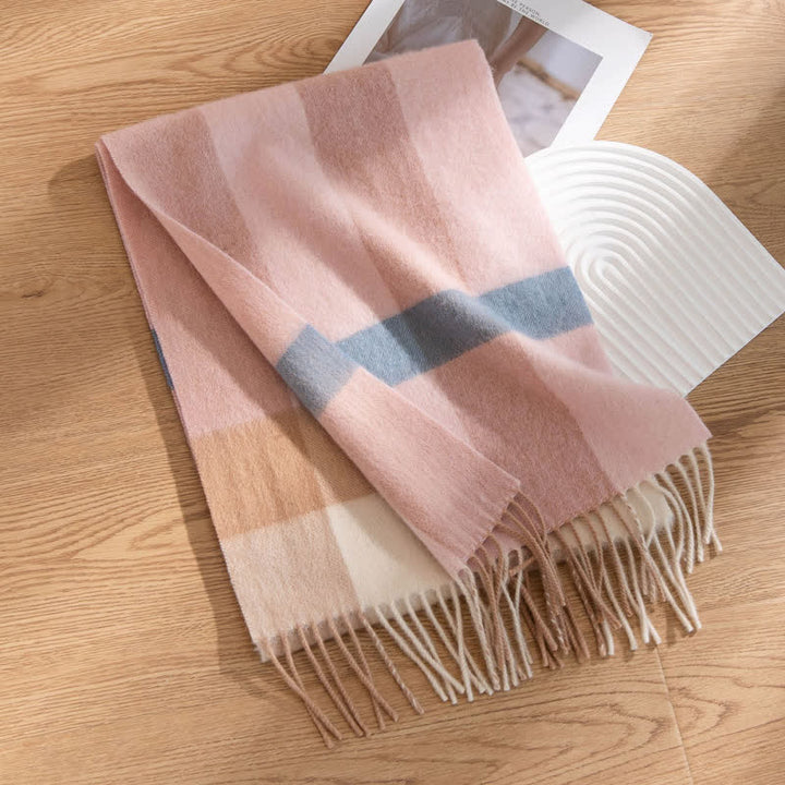 Sciarpa unisex in cashmere con disegno color-block