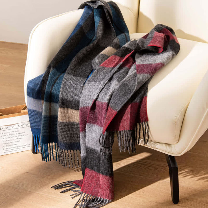Sciarpa unisex in cashmere con disegno color-block