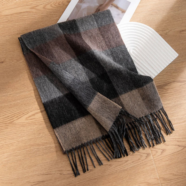 Sciarpa unisex in cashmere con disegno color-block