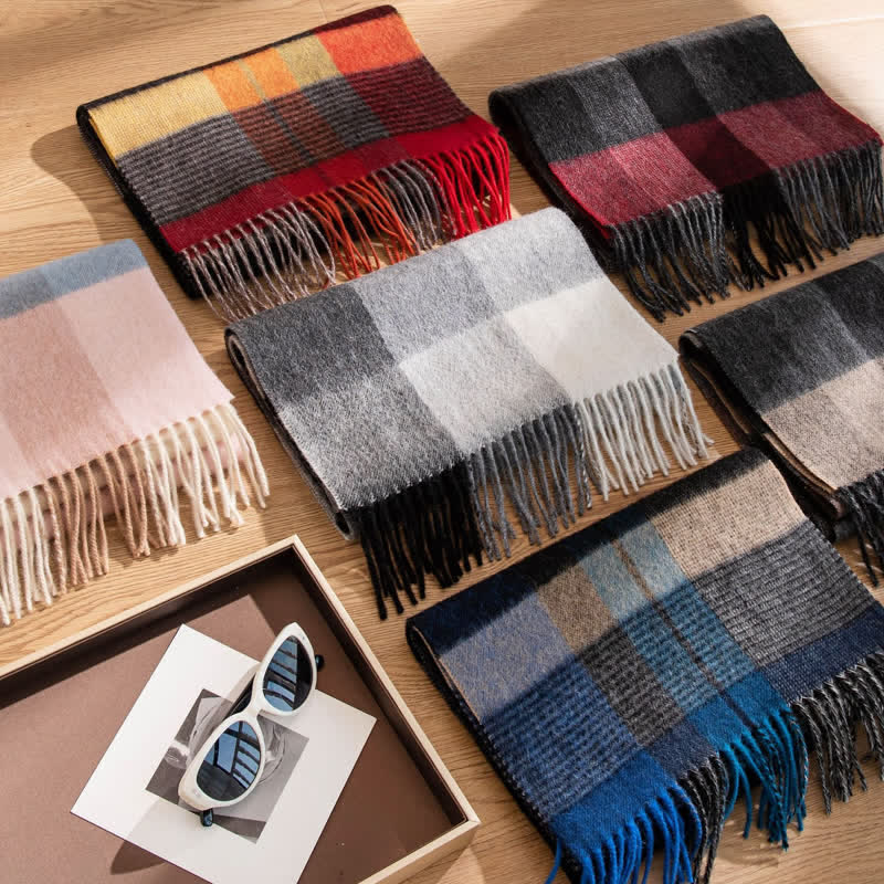 Sciarpa unisex in cashmere con disegno color-block