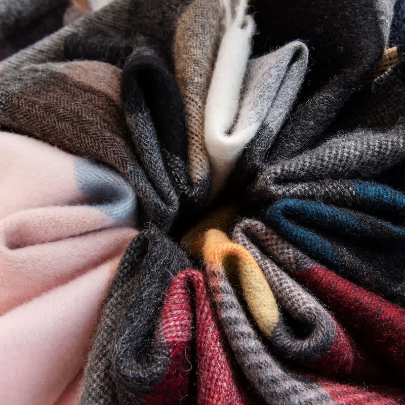 Sciarpa unisex in cashmere con disegno color-block