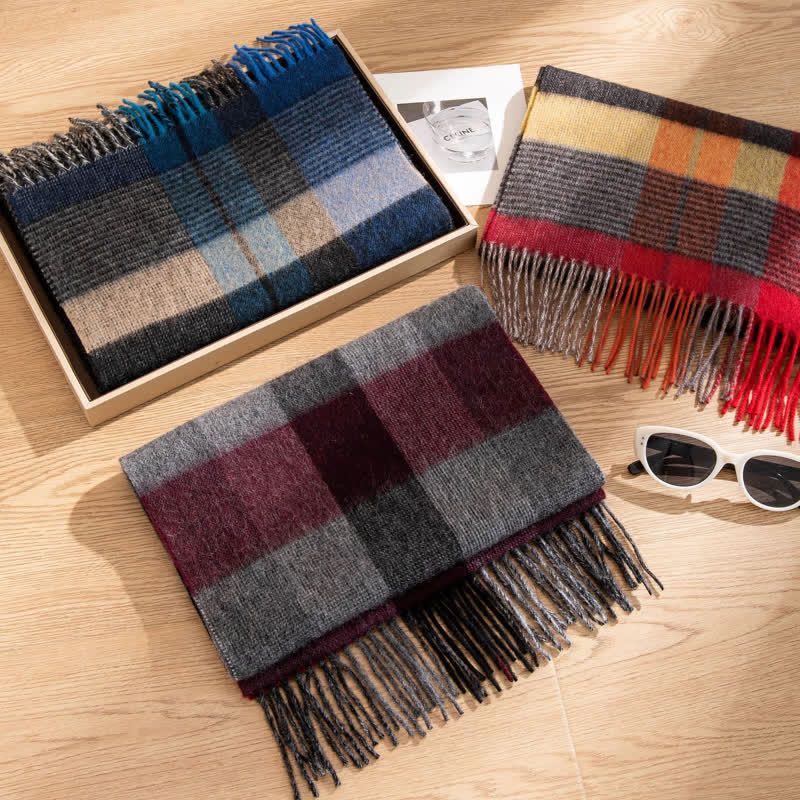 Sciarpa unisex in cashmere con disegno color-block