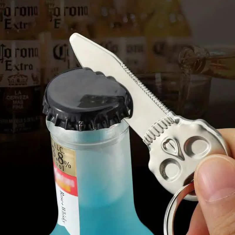 Portachiavi apribottiglie multifunzione con maschera teschio creativo