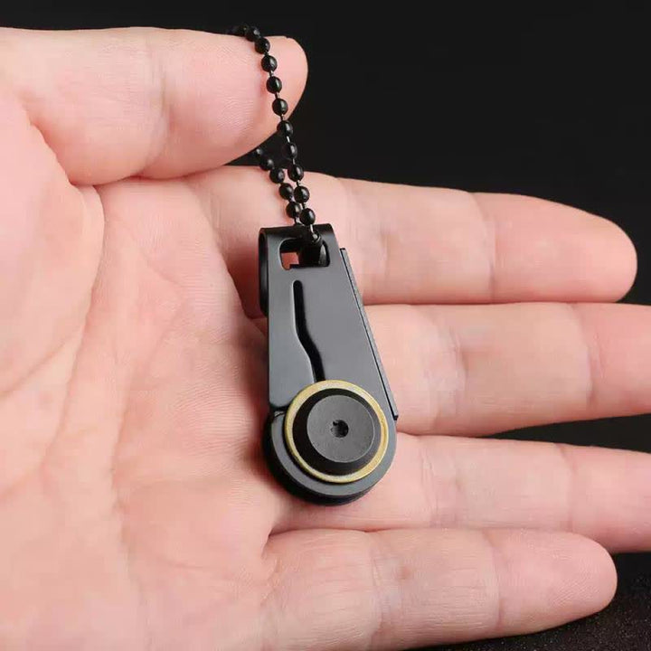 Coltello pieghevole EDC nero, portachiavi tattico portatile