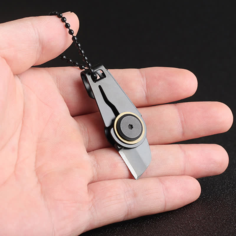 Coltello pieghevole EDC nero, portachiavi tattico portatile
