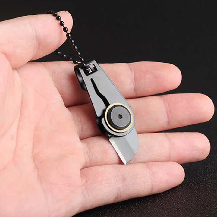 Coltello pieghevole EDC nero, portachiavi tattico portatile