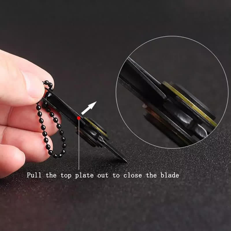 Coltello pieghevole EDC nero, portachiavi tattico portatile