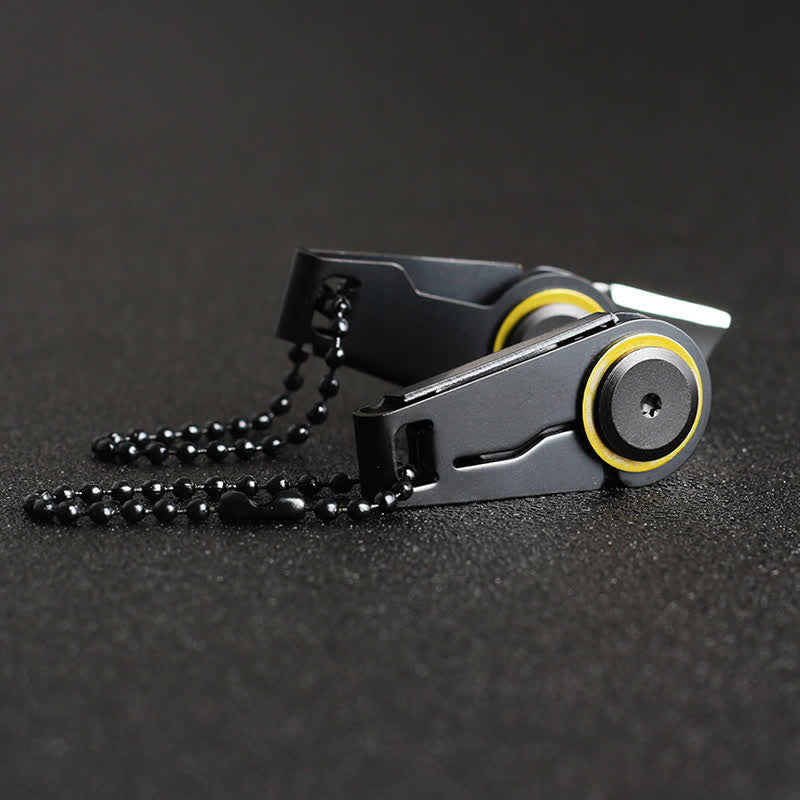 Coltello pieghevole EDC nero, portachiavi tattico portatile