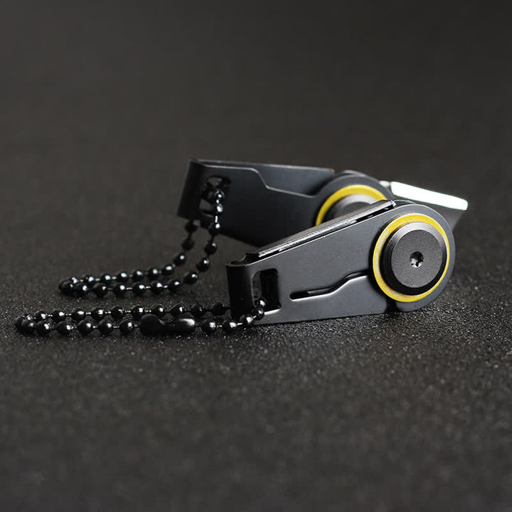Coltello pieghevole EDC nero, portachiavi tattico portatile