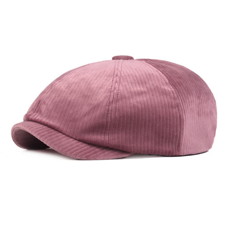 Cappello basco a righe in velluto a coste con visiera corta
