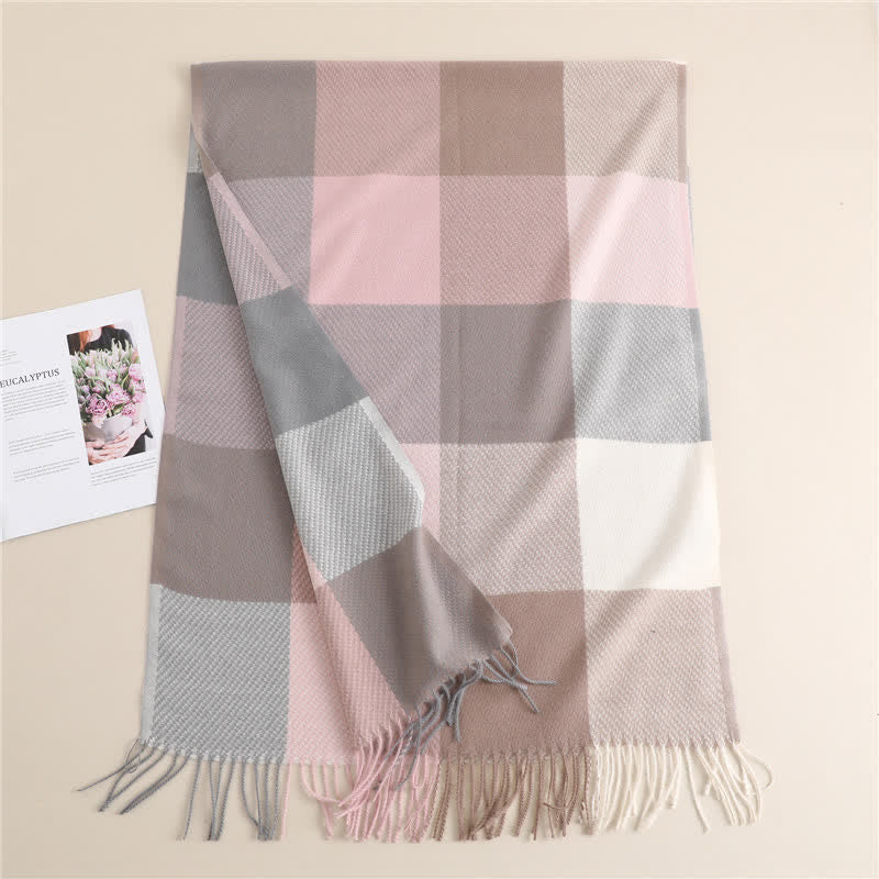 Sciarpa invernale calda a righe con frange unisex