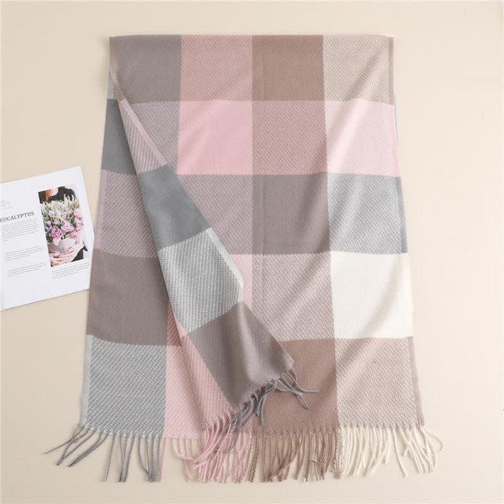 Sciarpa invernale calda a righe con frange unisex