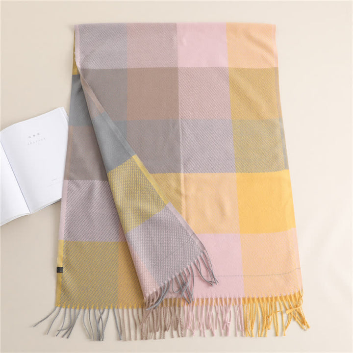 Sciarpa invernale calda a righe con frange unisex