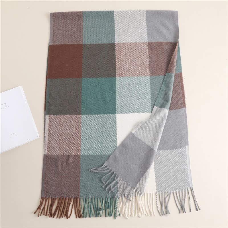 Sciarpa invernale calda a righe con frange unisex