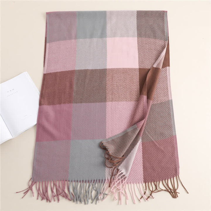 Sciarpa invernale calda a righe con frange unisex