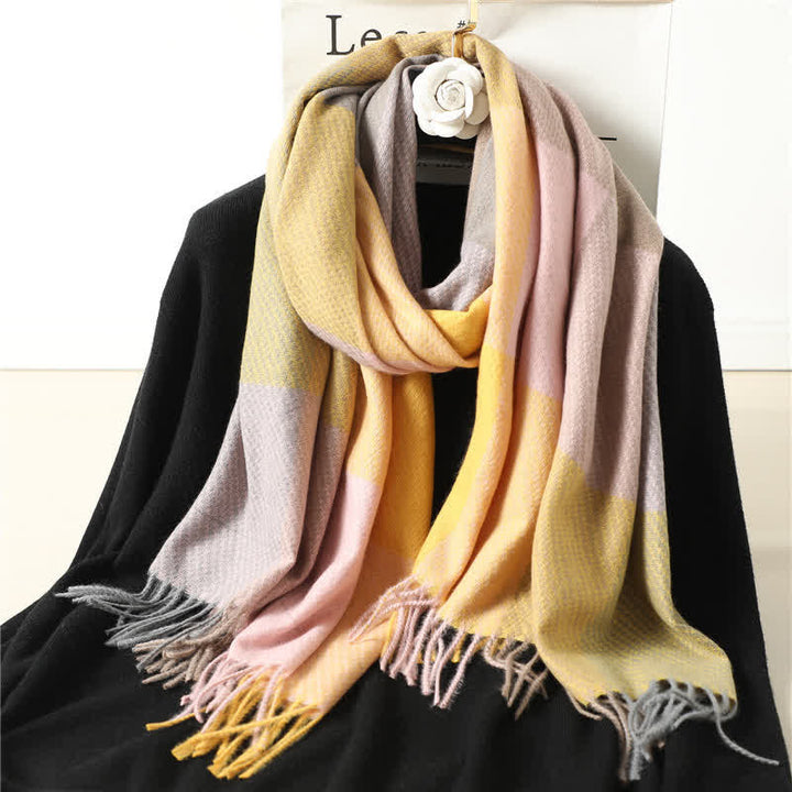 Sciarpa invernale calda a righe con frange unisex