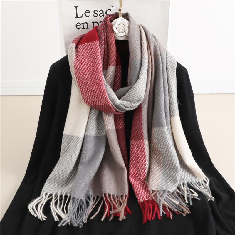 Sciarpa invernale calda a righe con frange unisex