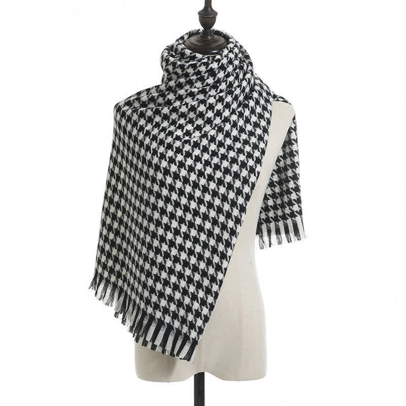 Sciarpa unisex classica in finto cashmere con motivo pied de poule