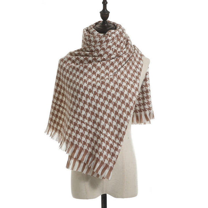 Sciarpa unisex classica in finto cashmere con motivo pied de poule