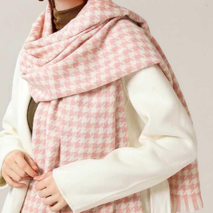 Sciarpa unisex classica in finto cashmere con motivo pied de poule