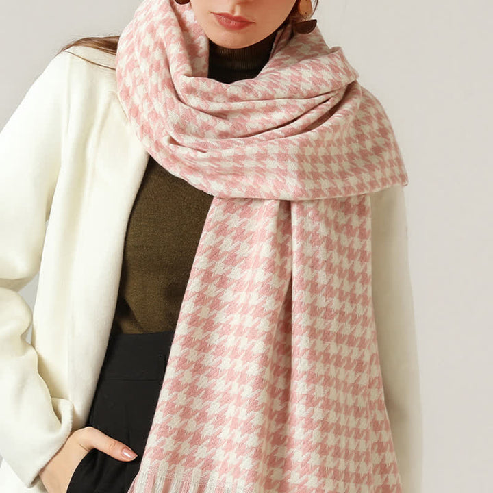 Sciarpa unisex classica in finto cashmere con motivo pied de poule