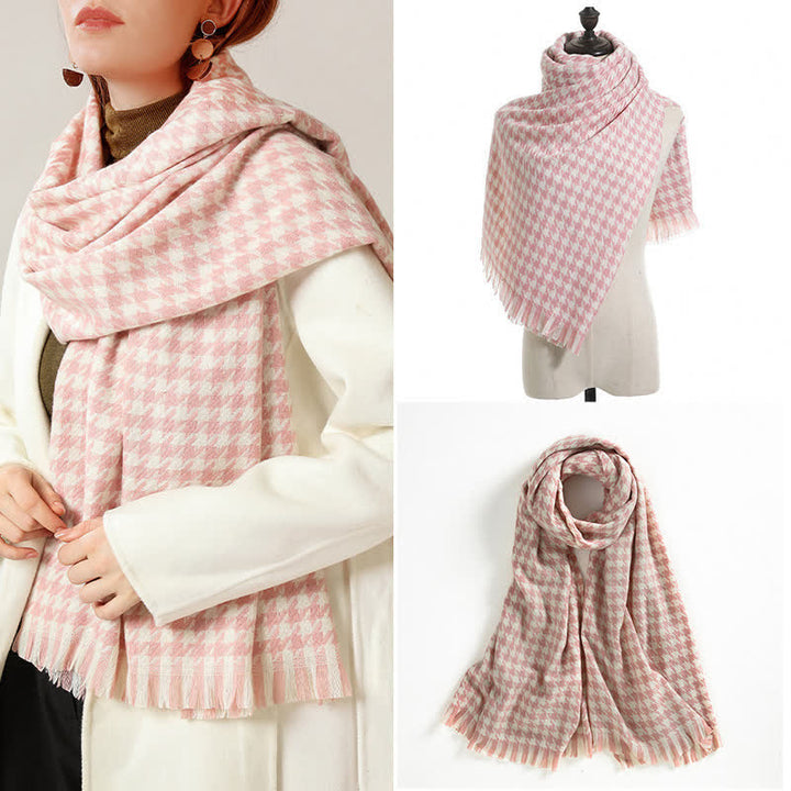 Sciarpa unisex classica in finto cashmere con motivo pied de poule