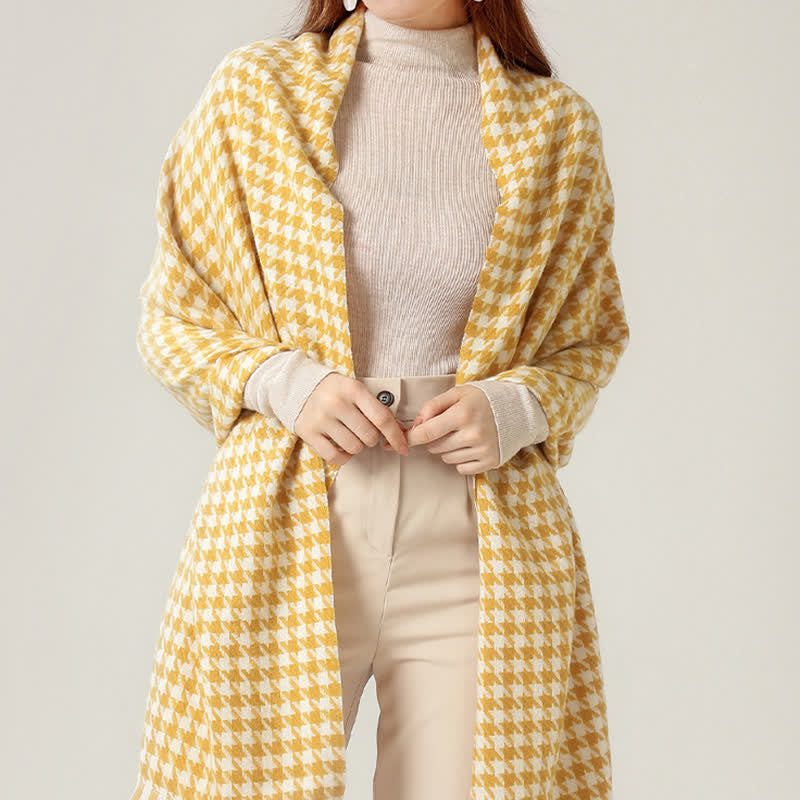 Sciarpa unisex classica in finto cashmere con motivo pied de poule
